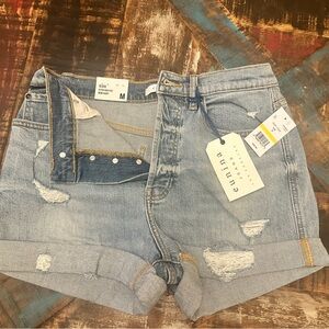 eunina Light Blue High Waist Distressed Denim Shorts